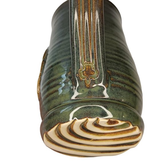 Hops Pottery Mug Green and Brown Handmade - Picture 8 of 10